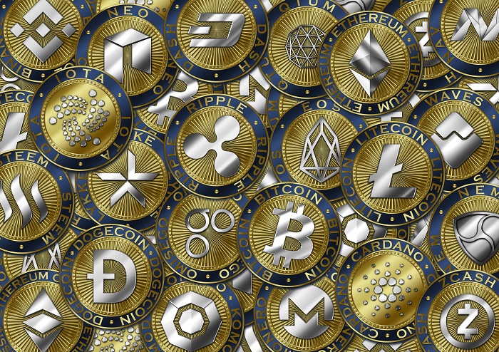 Cryptocurrency coin background